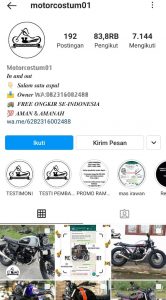 Akun IG @motorcostum01 Catut Alamat di Batam, Tipu Warga Bekasi Jual Beli Motor Modifikasi
