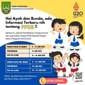 NEWS BLITZ : PPDB Kota Batam SD dan SMP Tahun 2022, Catat Ini Jadwalnya