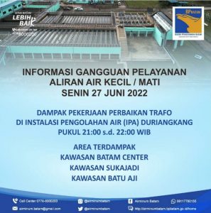 SPAM Batam Akan Lakukan Perbaikan Trafo di IPA Duriangkang